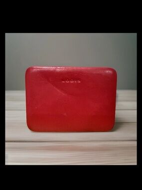 LODIS Red Leather Hard Case Card Holder Wallet 4 1/4”